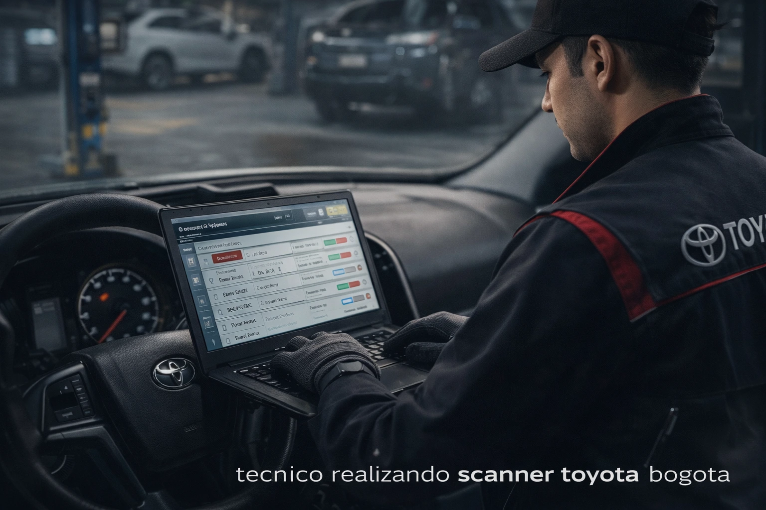 técnico realizando scanner toyota bogotá