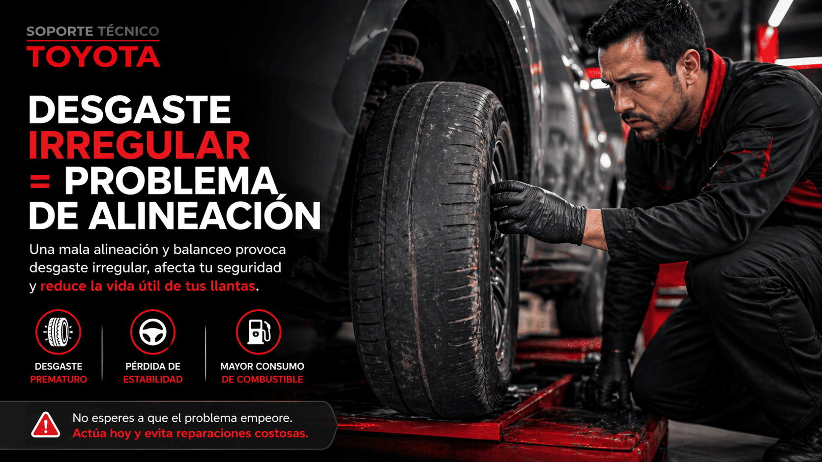 desgaste irregular de llantas por mala alineación Toyota