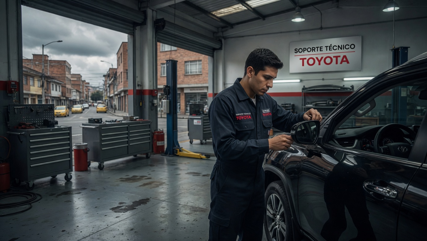 instalación seguridad espejos Toyota Bogotá